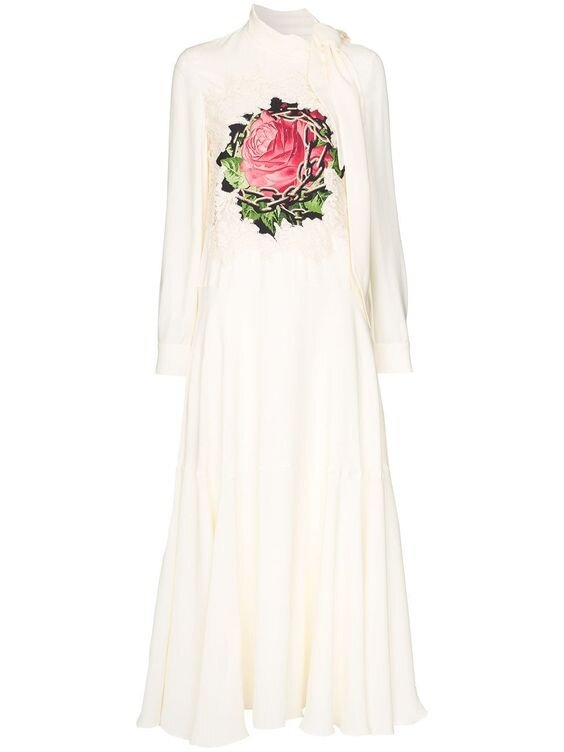 Valentino Rose Print Midi Dress — UFO No More