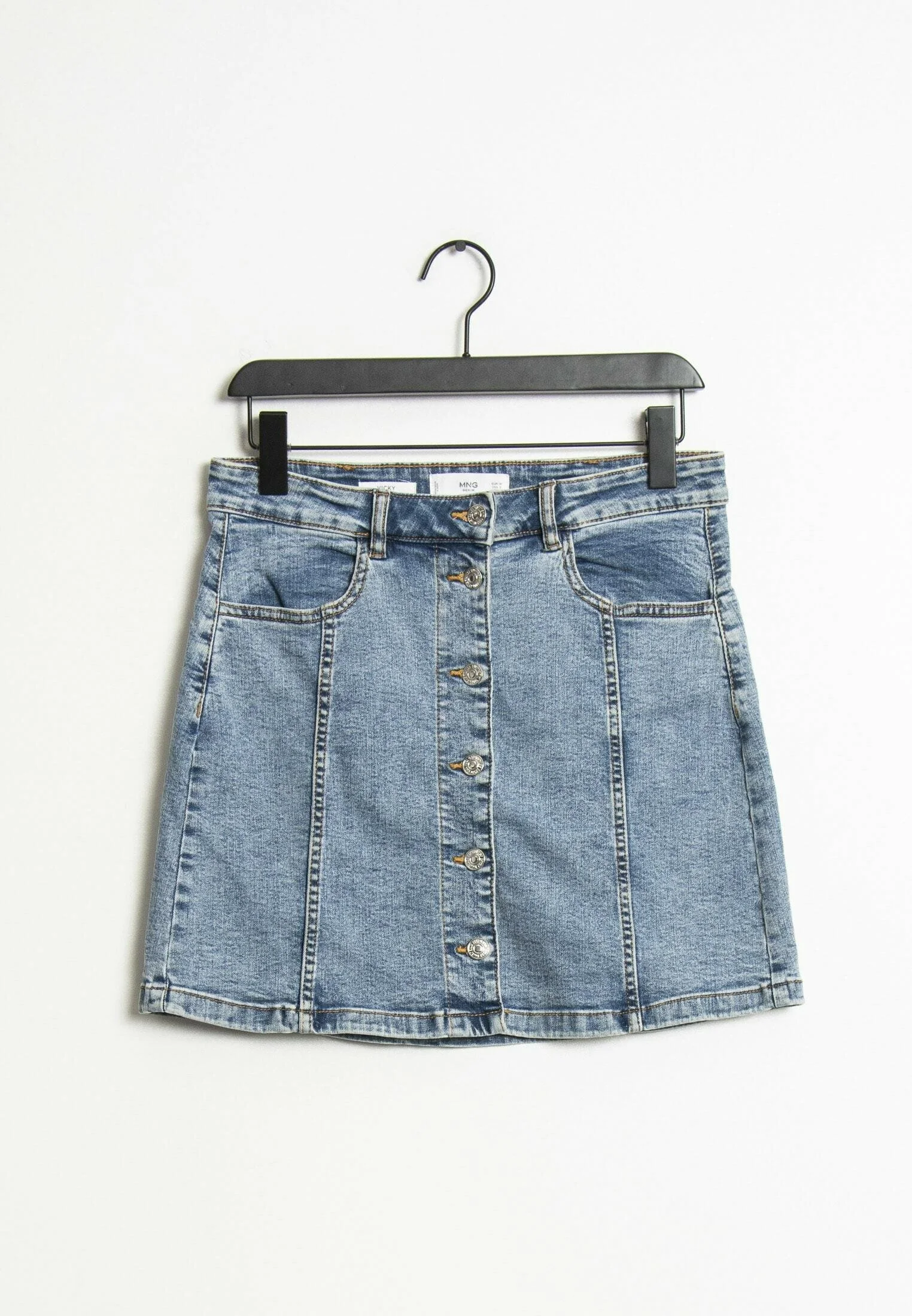 Mango Button Down Denim Mini Skirt