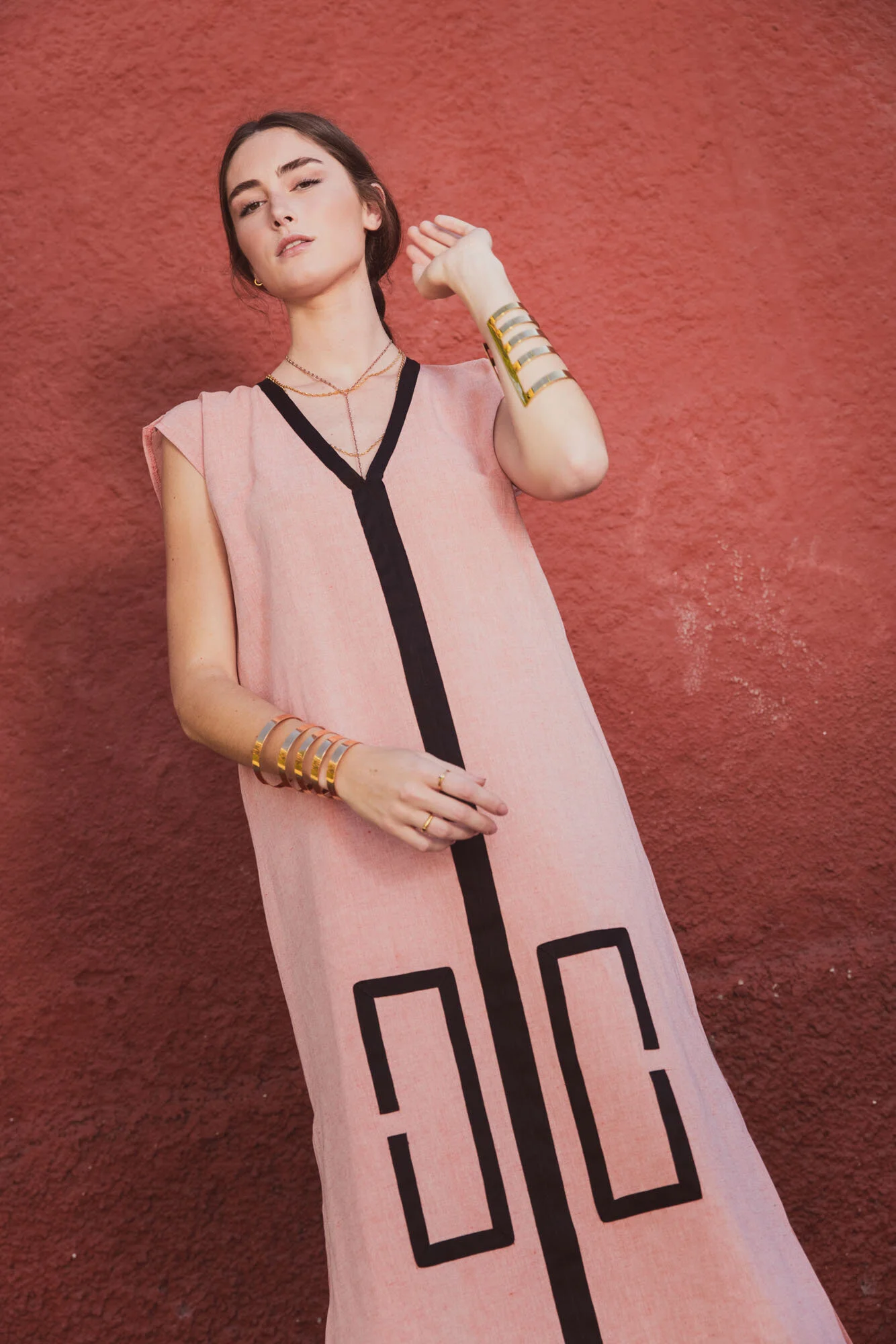 Dear Prudence Kaftan Dress in Coral