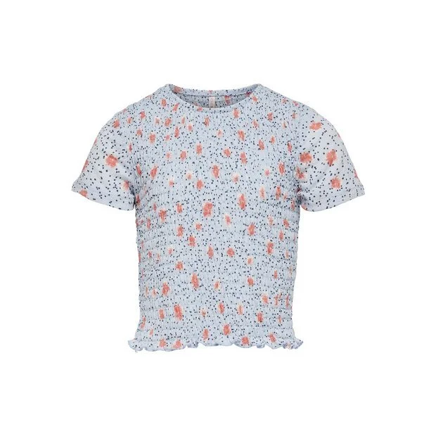 ONLY Kids Print Shirred Smock Top in Blue