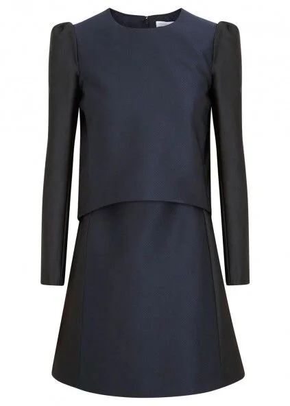 Victoria Beckham Jacquard Two Piece Dress in Navy & Black