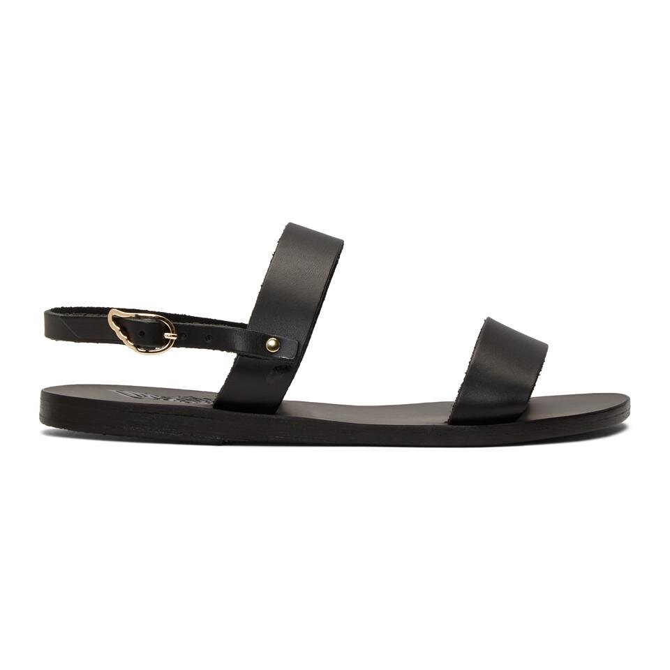 Ancient Greek Clio Sandals in Black Vachetta — No