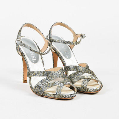 Chanel Peep-Toe Strappy Sandals in Metallic Lace.jpg