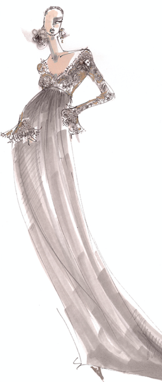 Seraphine Lace Trimmed Silk Gown