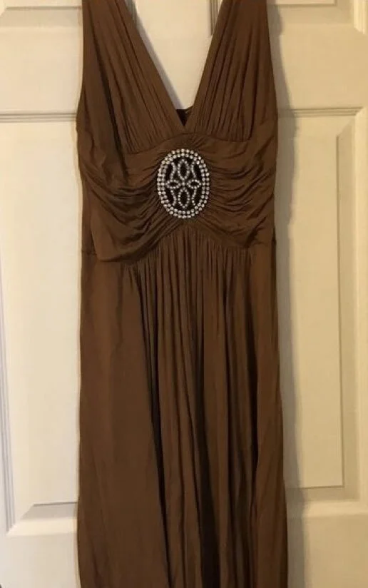 Unyx Rhinestone Detail Dress in Brown