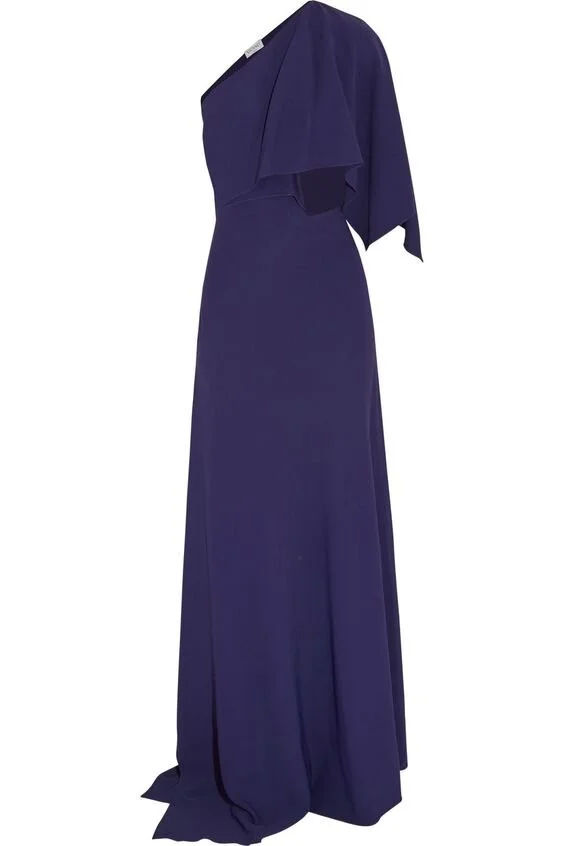 Vionnet One-Shoulder Stretch-Twill Gown in Purple