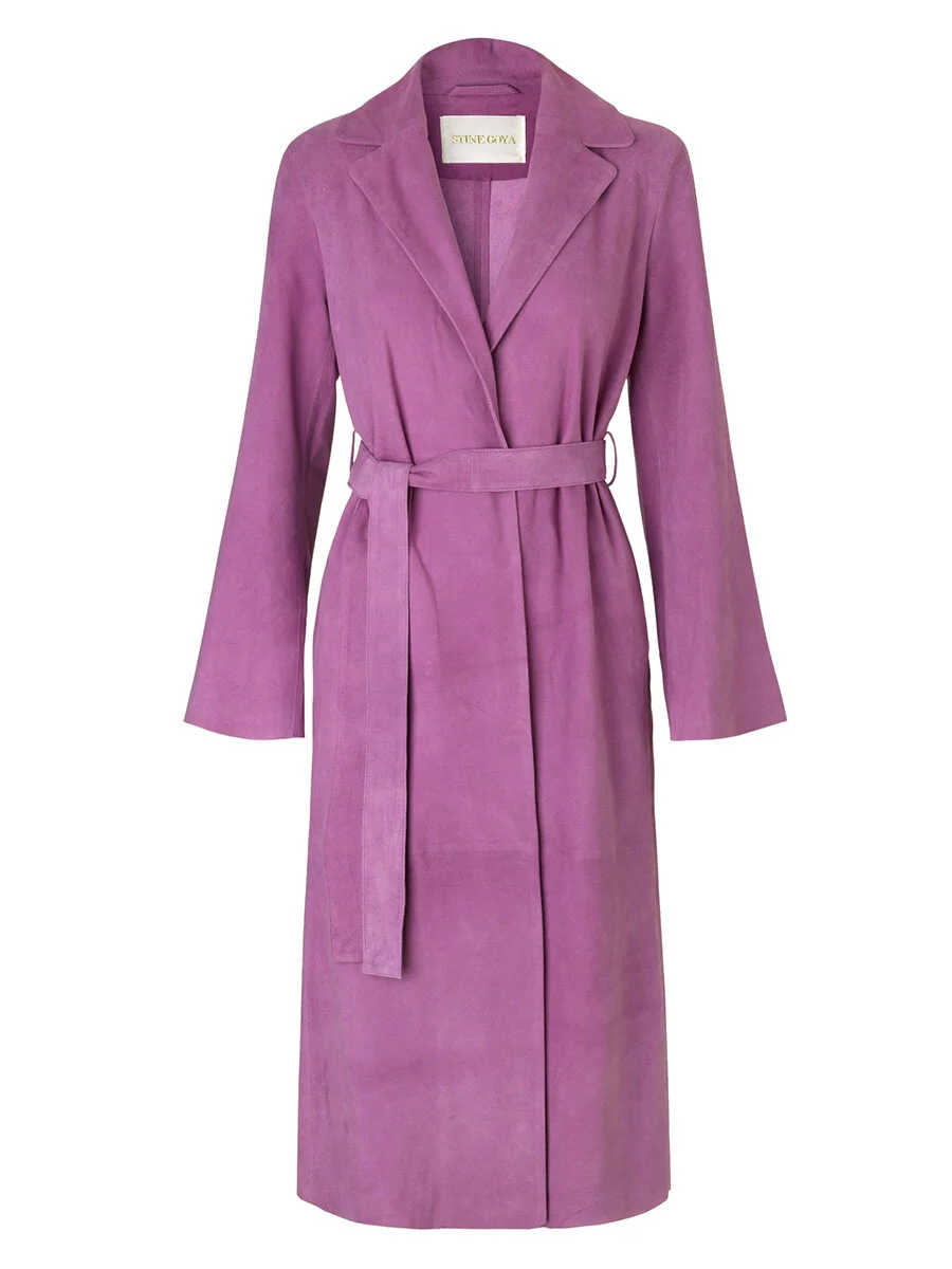 Stine Goya Luisa Suede Coat in Orchid Pink