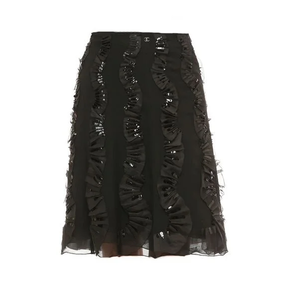 Chanel Silk Chiffon Cocktail Skirt in Black