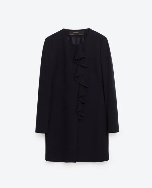 Zara Ruffles Frock Coat in Navy