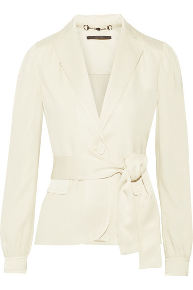 Gucci Satin-Trimmed Crepe Blazer in Cream