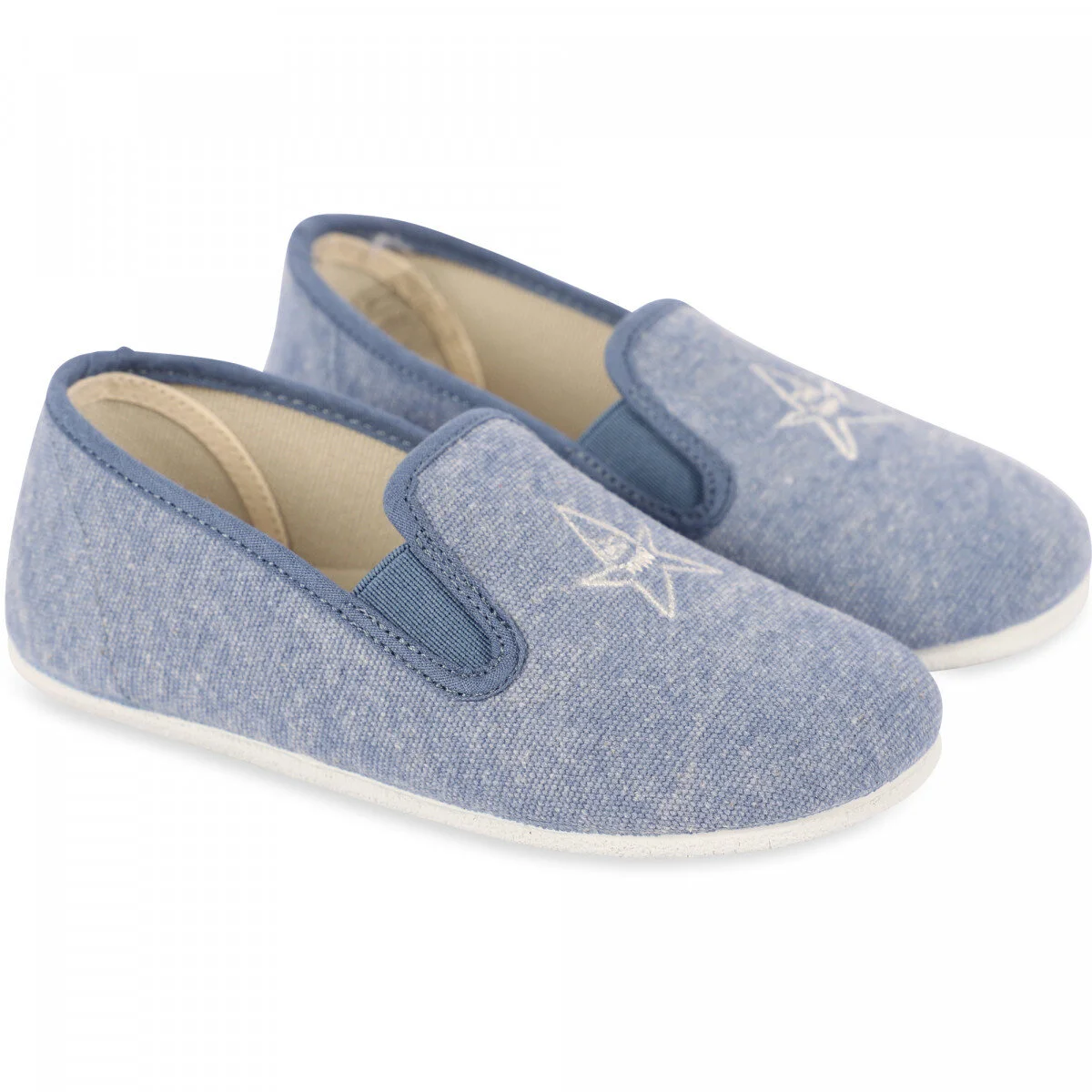 Bonpoint Stars Embroidery Slippers in Blue