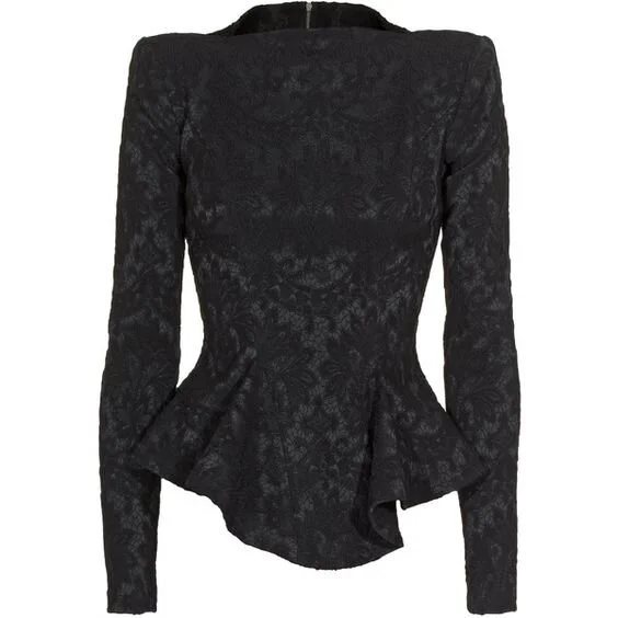 Plein Sud Lace Peplum Top in Black