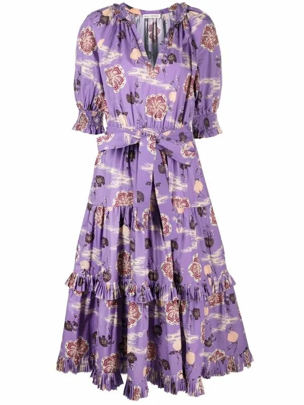 Ulla Johnson Zinnia Belted Dress in Purple