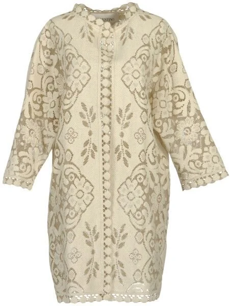 Valentino Three Quarter Sleeves Fiandra Coat in White