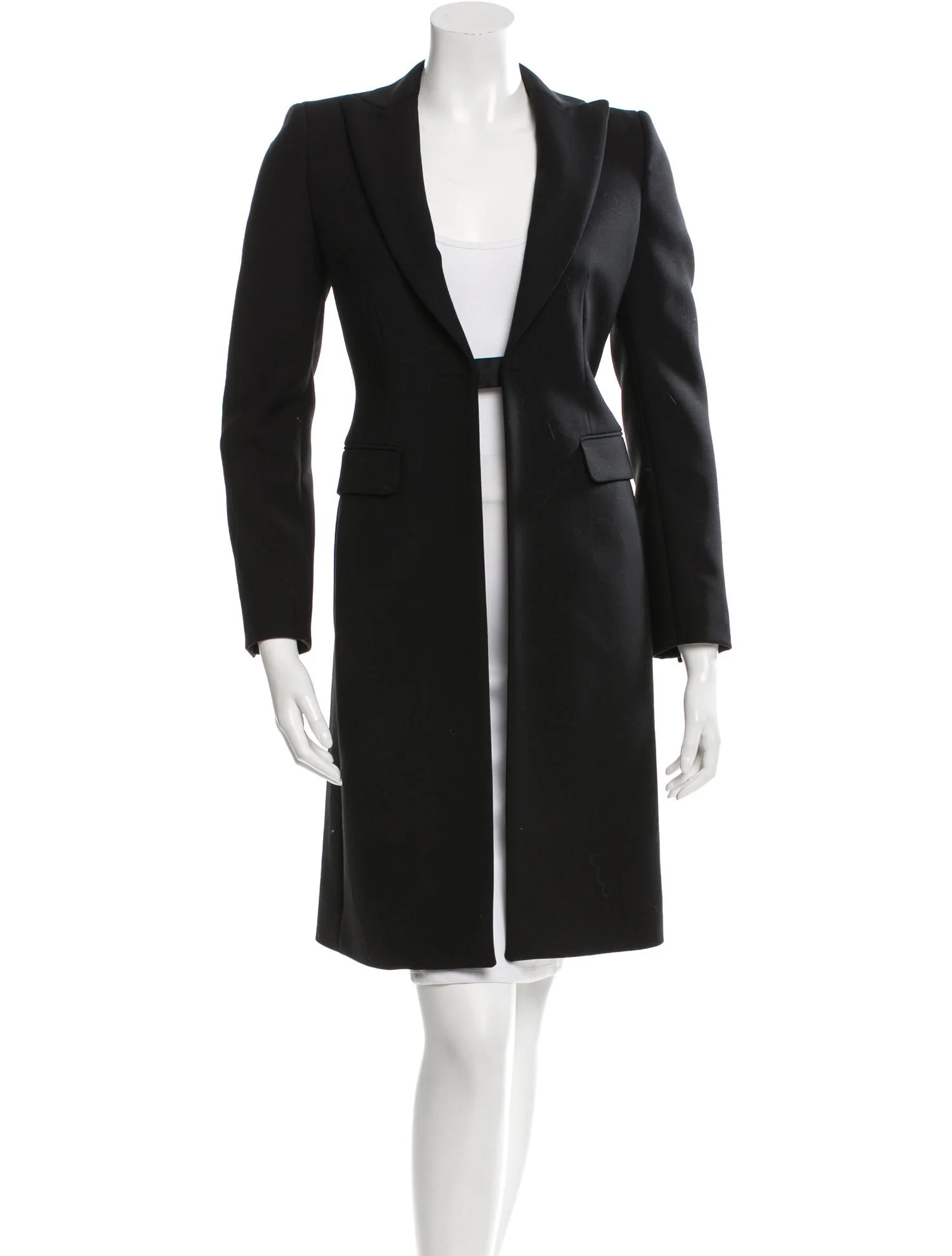 Prada Tab Closure Wool Coat in Black