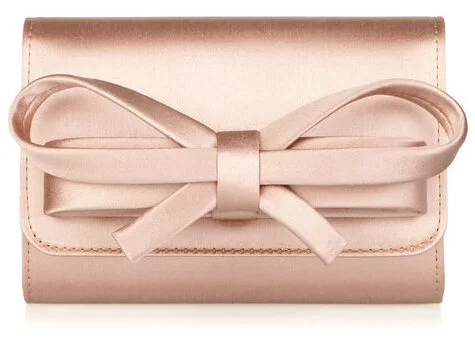 Valentino Satin Bow Box Clutch in Pink