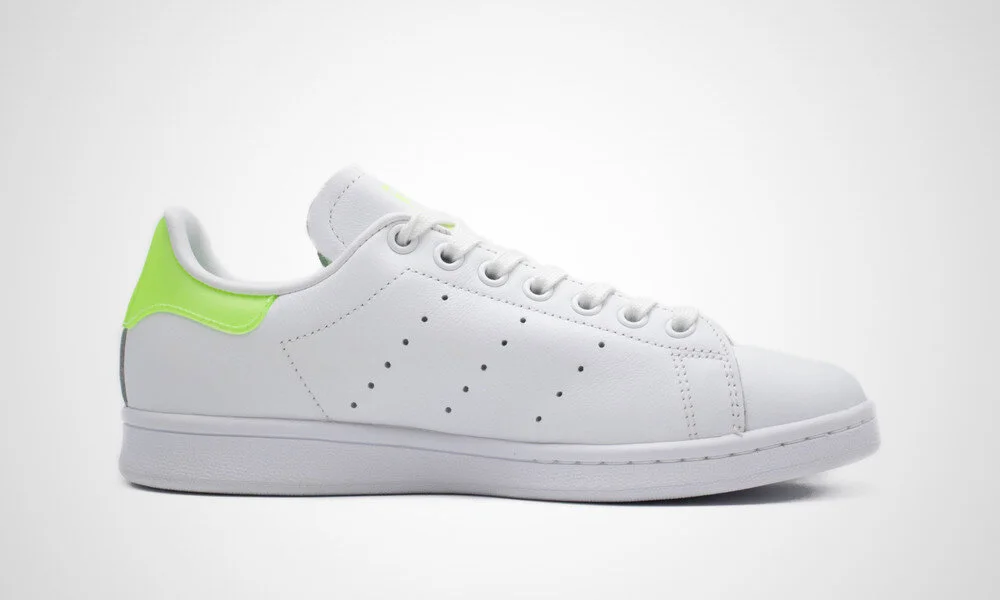 Adidas Stan Smith Runners in White/Yellow Neon