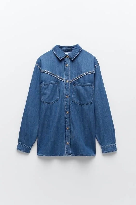 Zara Studded Denim Overshirt