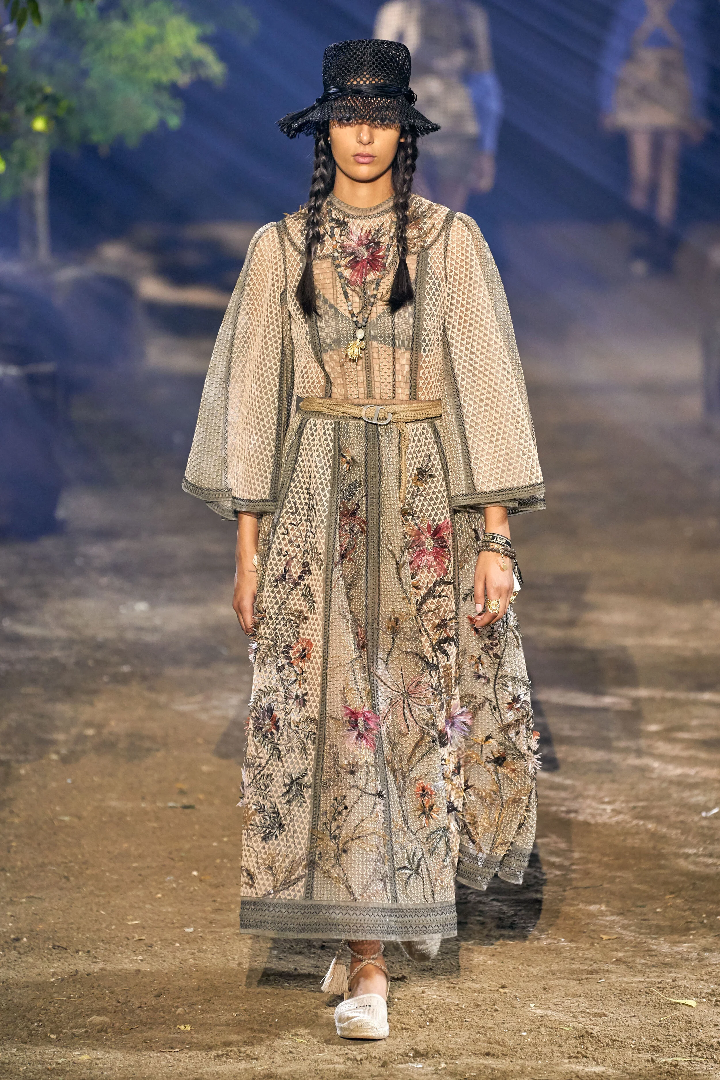 Christian Dior Beige Floral Embroidered Dress