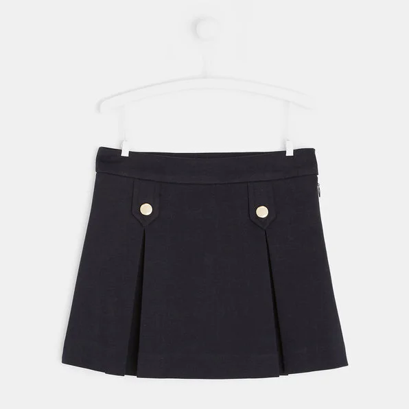 Jacadi Box Pleat Skirt in Navy Blue