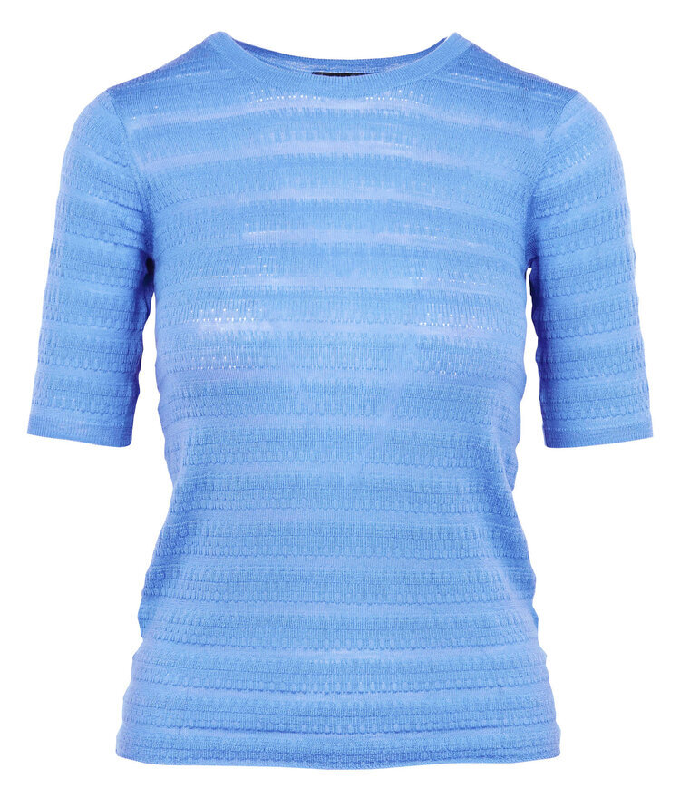 Tara Jarmon Payper Knit Top in Soft Blue — UFO No More