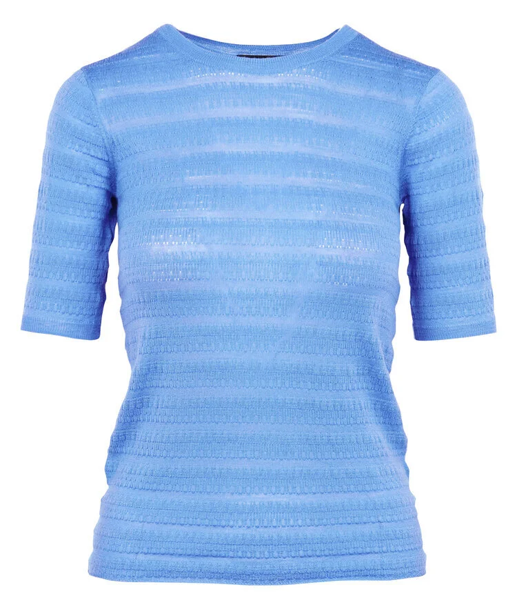 Tara Jarmon Payper Knit Top in Soft Blue