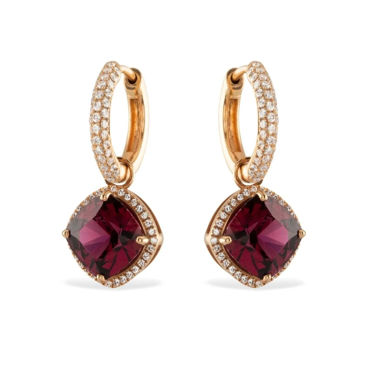 Rare Jewelry Sif Loops Pendants in Rhodolite