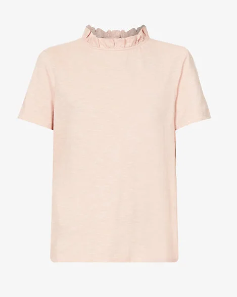 ME + EM Cotton Frill Collar Tee in Dusted Rose