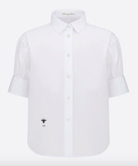 Christian Dior Puffed-Sleeve Blouse in White Cotton Poplin.png