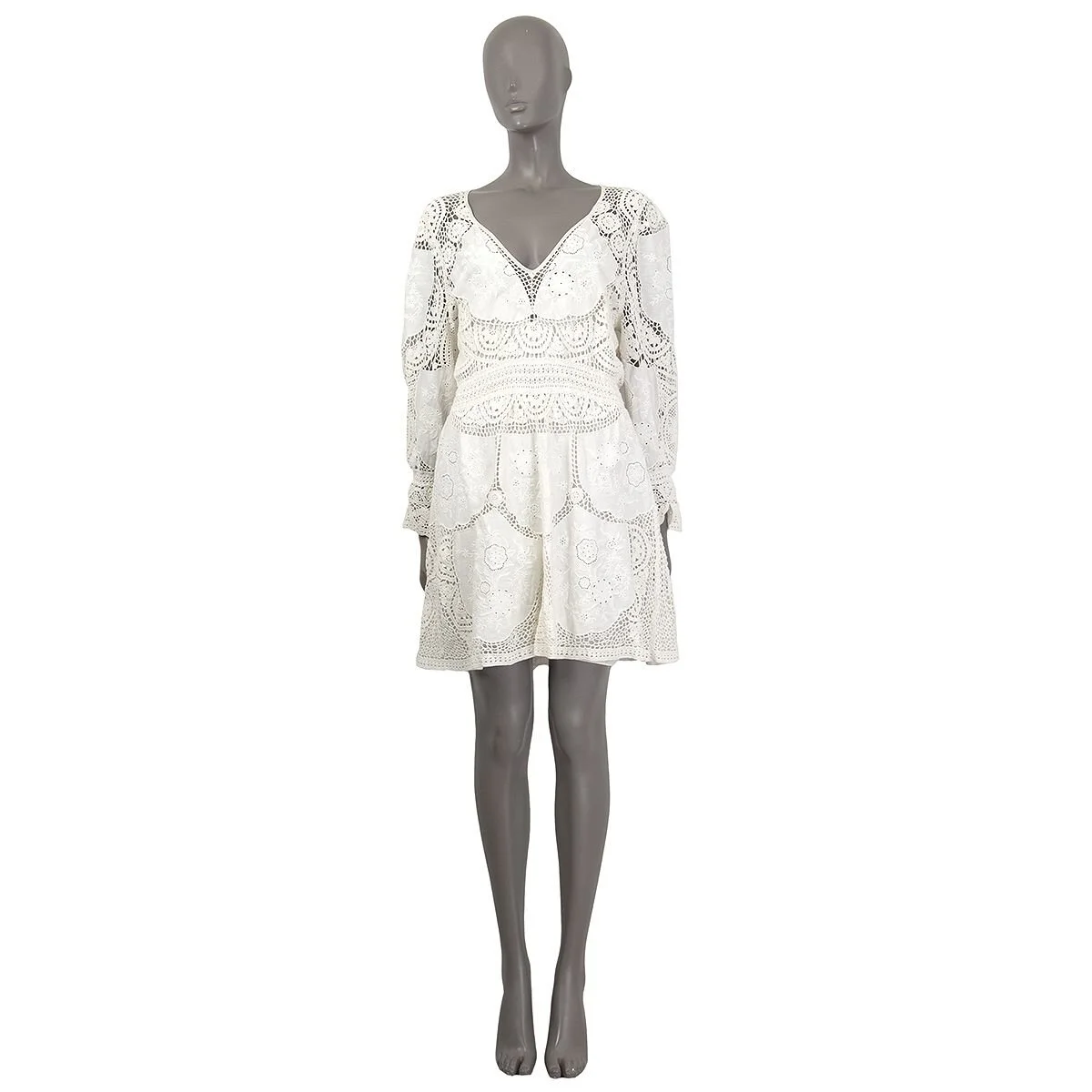 Chloé Long Sleeve Crocheted Cotton Mini Dress