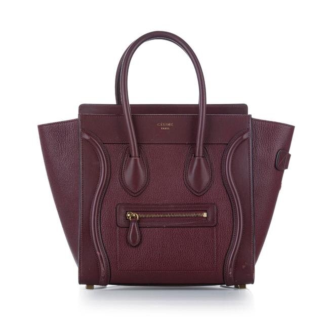 Rare CELINE NANO LUGGAGE BAG TOTE Handbag Burgundy Red Gorgeous | eBay