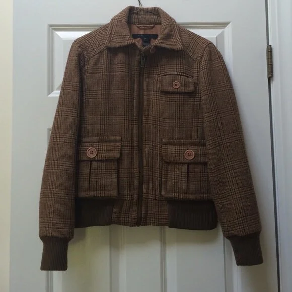 Marc Jacobs Checked Bomber Jacket in Brown