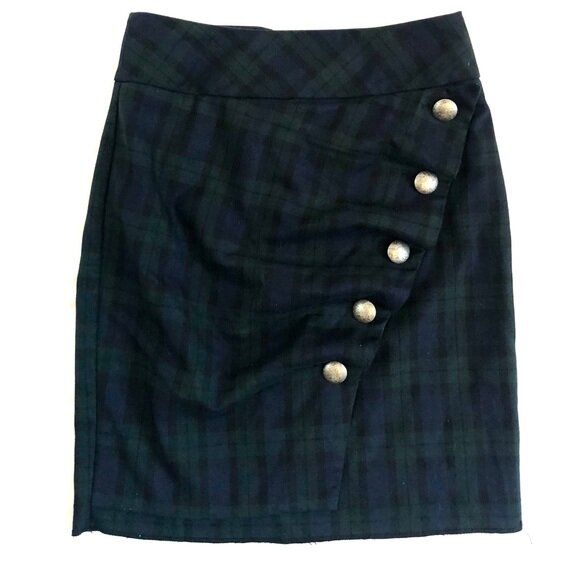 Topshop Asymmetric Button Tartan Mini Skirt.jpg