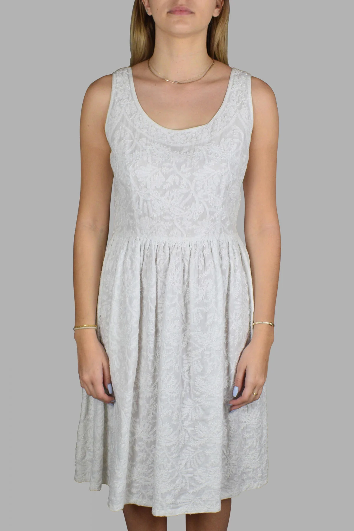 Prada Embroidered Sleeveless Dress in White