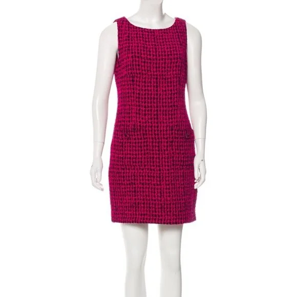 Chanel Sleeveless Tweed Dress in Magenta