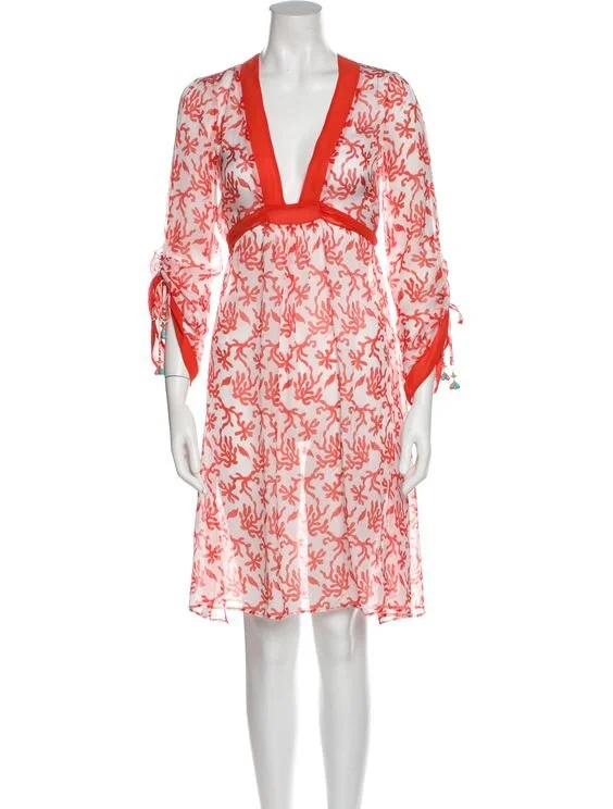 Milly Floral-Print Silk Dress in Green/White