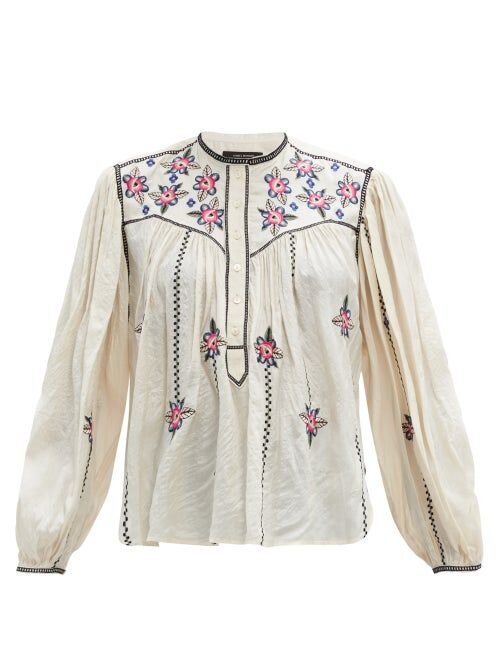 Isabel Marant Caitlyn Floral-Embroidered Silk Blouse — UFO No More