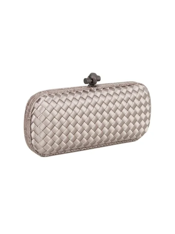 Bottega Veneta Intrecciato Knot Long Clutch in Beige