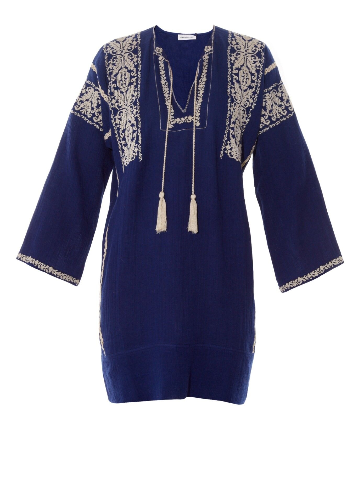 Étoile Isabel Marant Vinny Embroidered Cotton-Blend Mini Dress in Navy:White.jpg