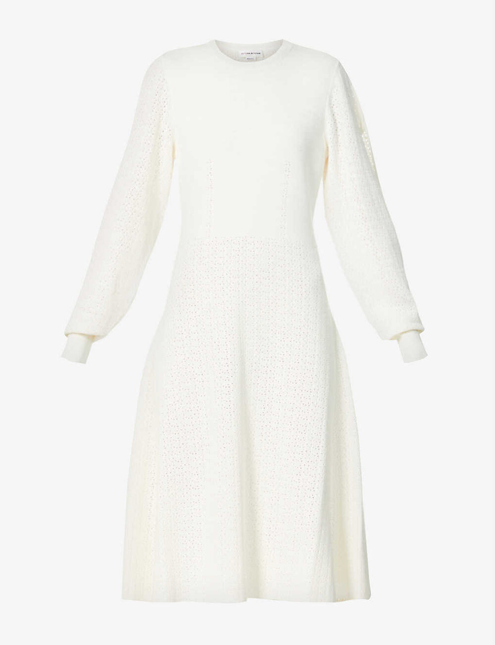 Victoria Beckham Textured Knitted Midi Dress in White — UFO No More