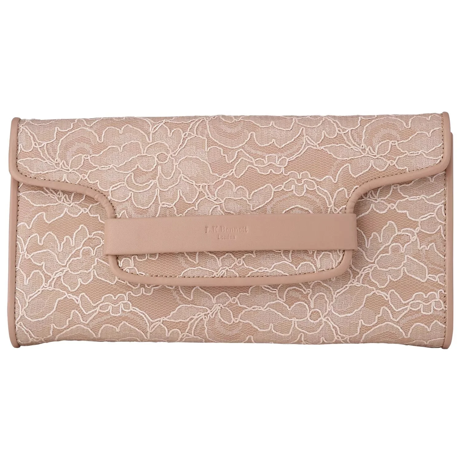 LK Bennett Laura Clutch in Marshmallow Lace Nappa