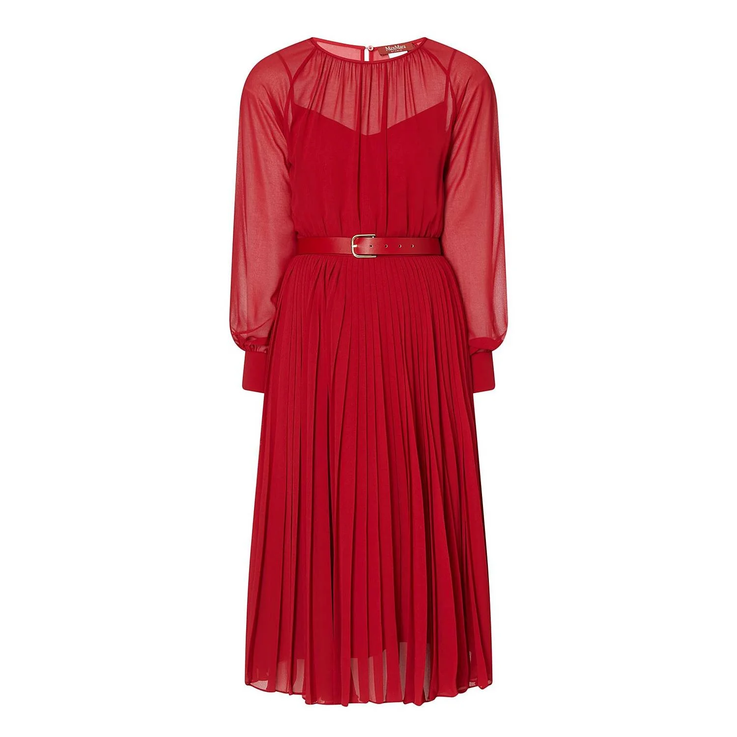 Max Mara Tecla Pleated Midi Dress in Red