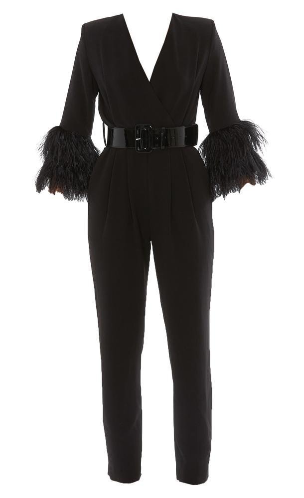 parosh-Black-Belted-V-neck-Feather-Embellished-Jumpsuit.jpeg