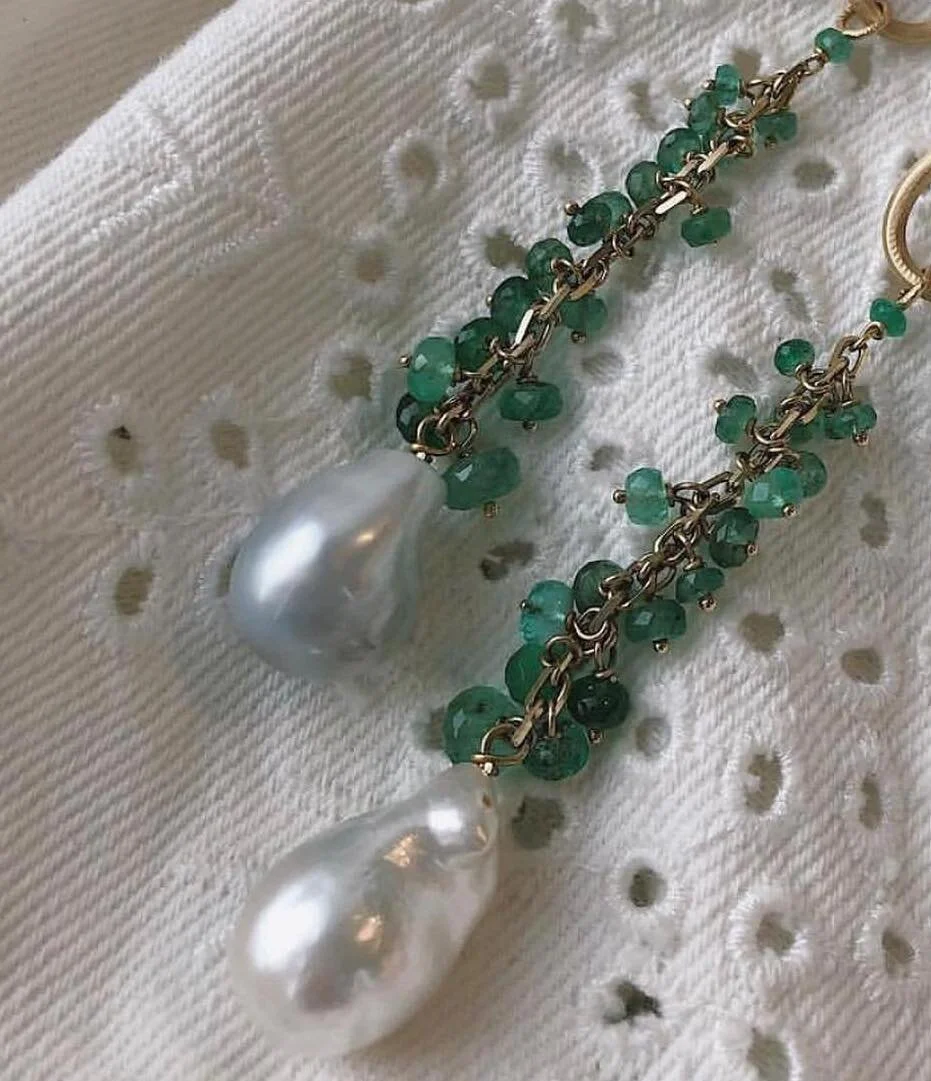 Dulong Fine Jewelry Emerald and Pearl Pendants