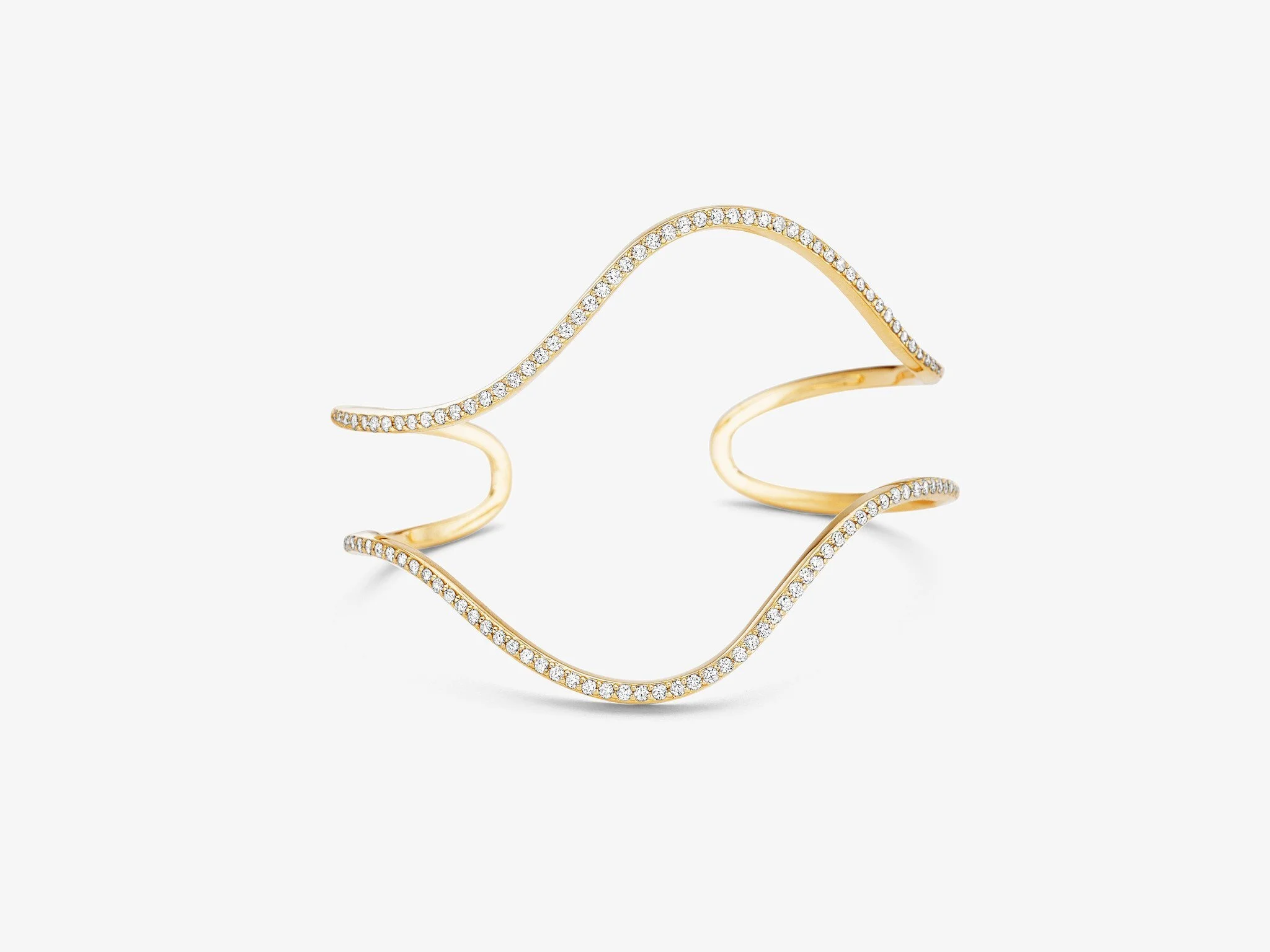 Paige Novick Open Wide Wavy Diamond Gold Cuff Bracelet