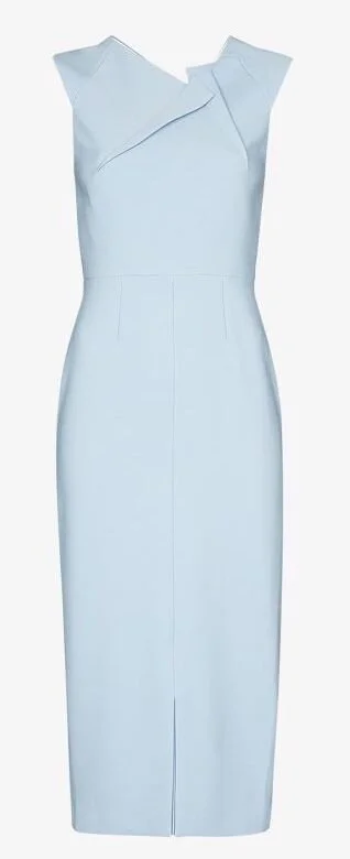Roland Mouret Tikal Stretch-crepe Midi Dress in Light Blue