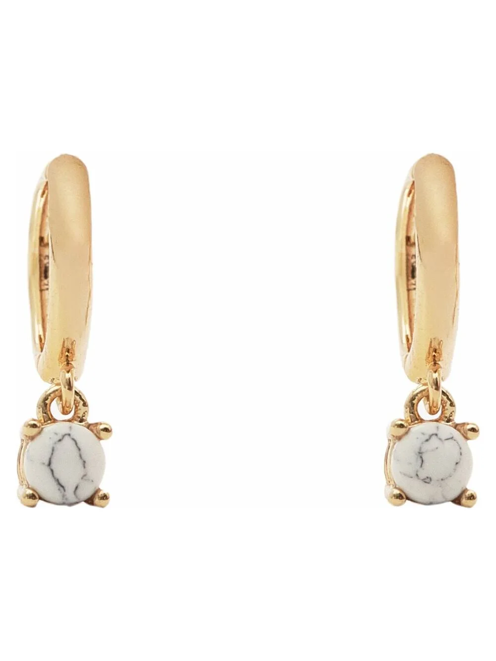 Massimo Dutti Gold Plated Howlite Hoop Earrings