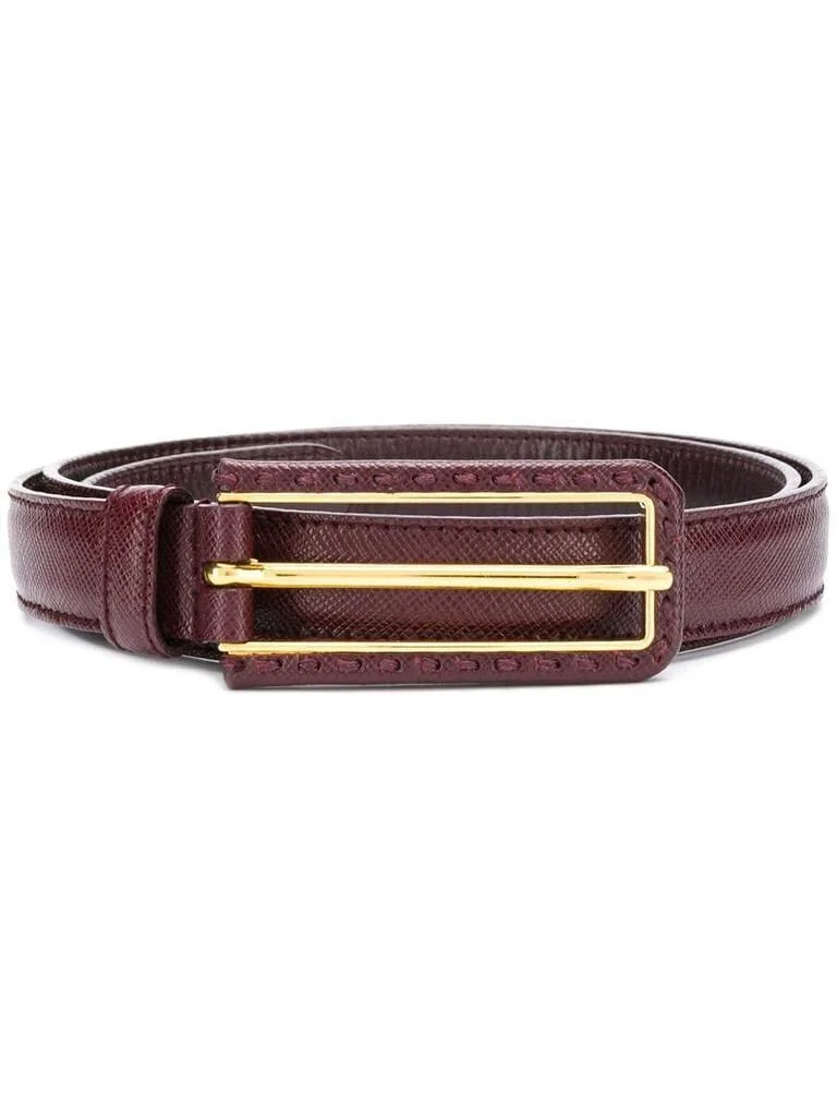 Prada Textured Calf Leather Belt in Brown