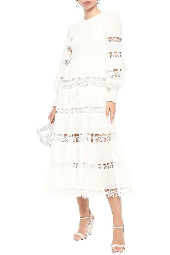 Zimmermann Primrose Daisy Lace-paneled Plumetis Dress