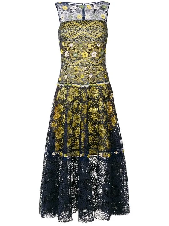 Talbot Runhof Lace Midi Dress